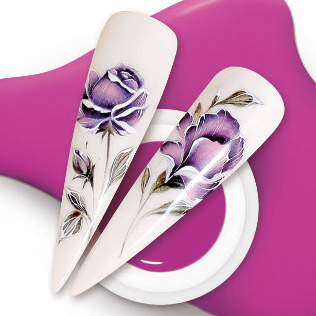 Uñas decoradas flores violeta